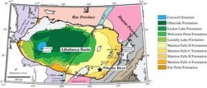Alpha Exploration holds highly prospective uranium projects in the Cluff Lake area (source: Society of Economic Geologists)