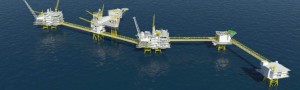 Johan Sverdrup phase 1 will include four platforms (Image: Lundin Petroleum AB)