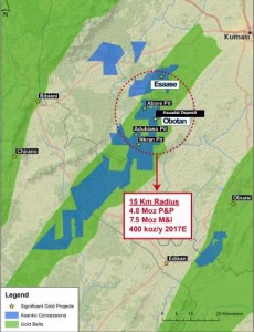 The Obotan and Esaase projects are located within 15km of eachother in Ghana (Image: Asanko Gold)