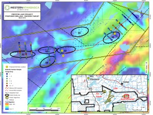 Drill plans for the 2014 campaign on the Swoosh target (Image: Skyharbour Resources Ltd.)