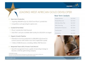 Asanko plans to grow to a mid-tier 400,000 ounce per year gold producer (Source: Asanko Gold)