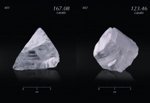 The two largest stones offered in the first 2014 exceptional stone tender (Source: Lucara Diamond Corp.)