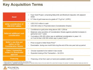 Key acquisition terms (Source: Polymetal International PLC)