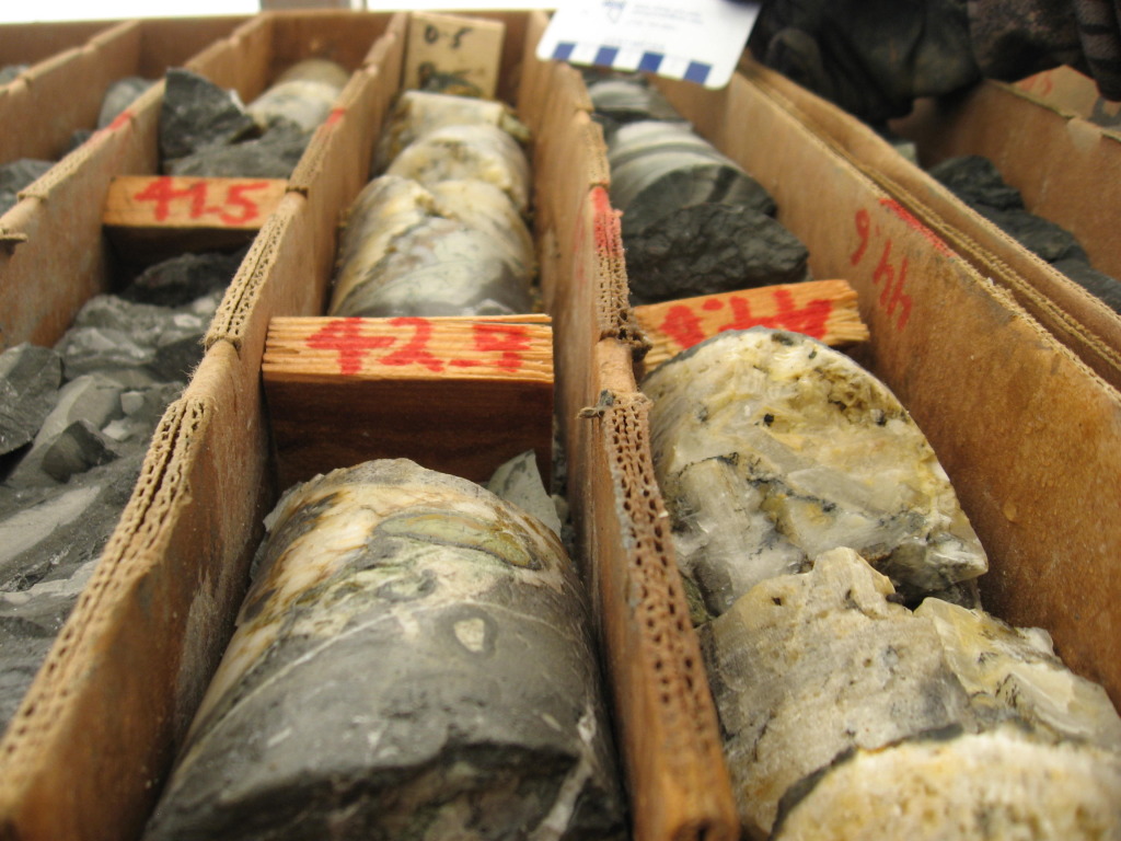 Drill core from the Joyce vein at the Fire Creek project.(Image: Klondex Mines)