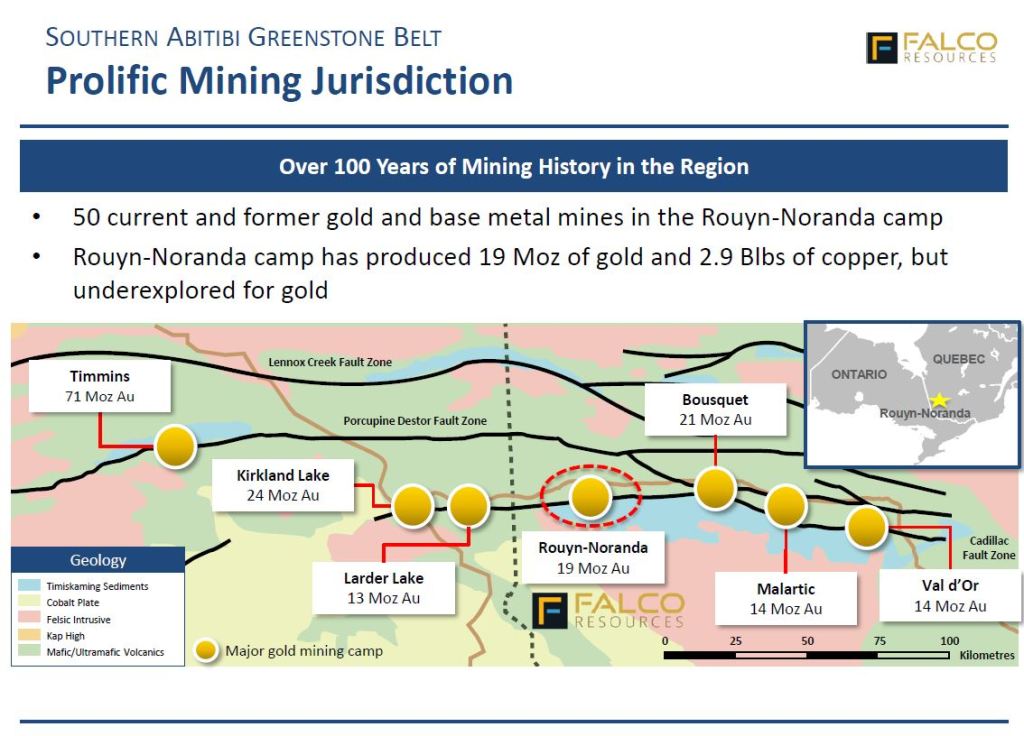 Falco owns one of the largest land packages in the Abitibi Greenstone Belt (Image: Falco Resources)