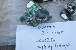 A sample from the Pat claim which assayed 48.68% copper and 42 g/t silver (Photo: Tundra Copper)