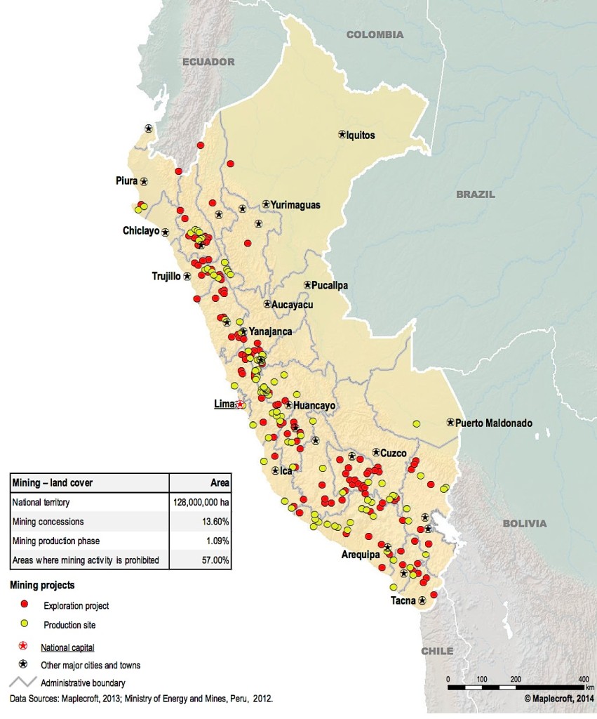 Peru mining and exploration map