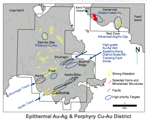 Map of Redstar's Unga project, Alaska (click for corporate presentation)