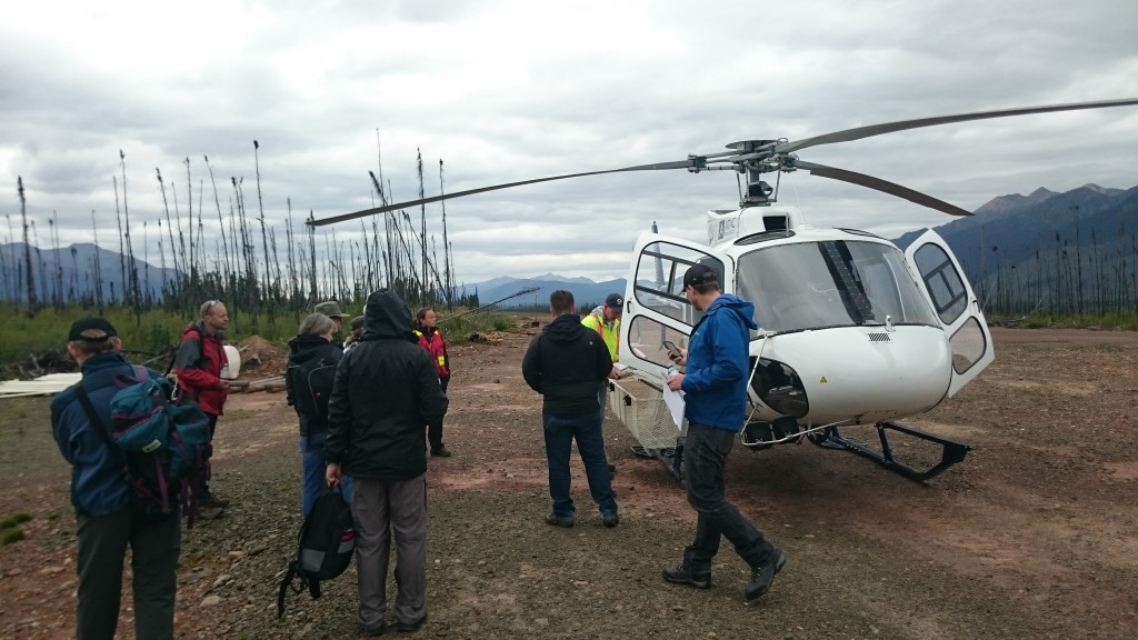 Chopper pilot providing a safety briefing. To fly a chopper in the Yukon is $1500/Hr all-in costs!! 